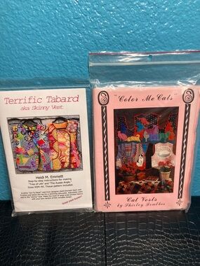 2 Vest Patterns: “Terrific Tabard aka Skinny Vest” and “Color Me Cats Cats Vest”